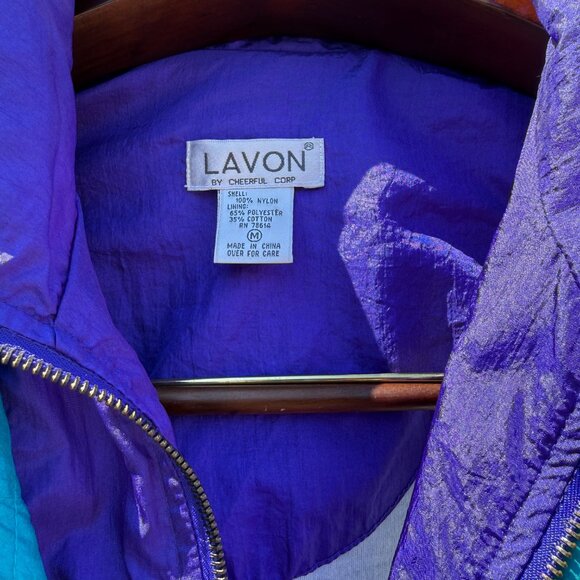 Vintage Windbreaker 90s Lavon Bold Print Nylon Athletic Sport Jacket M-XL - Picture 9 of 16